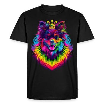 Keeshond Chien Couronne Popart - T-shirt Premium bio Homme - noir - Devant - Nico (187cm)