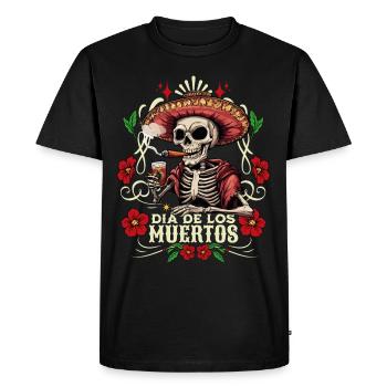 Dia De Los Muertos Skull Skull Tequilla - Men's Premium Organic T-Shirt - black - Front - Nico (187cm)