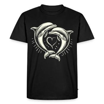 Dauphin, Dauphins Mignons, Coeur - T-shirt Premium bio Homme - noir - Devant - Nico (187cm)