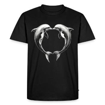 Dauphin, Dauphins Mignons, Coeur - T-shirt Premium bio Homme - noir - Devant - Nico (187cm)