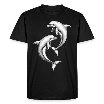 Dauphin, Dauphins Mignons - T-shirt Premium bio Homme - noir - Devant - Nico (187cm)