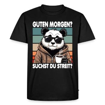 Bonjour? Vous cherchez un combat ? Grognement matinal - T-shirt Premium bio Homme - noir - Devant - Nico (187cm)