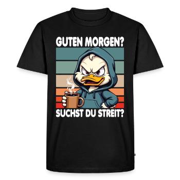 Bonjour? Vous cherchez un combat ? Grognement matinal - T-shirt Premium bio Homme - noir - Devant - Nico (187cm)