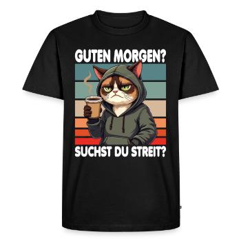 Bonjour? Vous cherchez un combat ? Grognement matinal - T-shirt Premium bio Homme - noir - Devant - Nico (187cm)