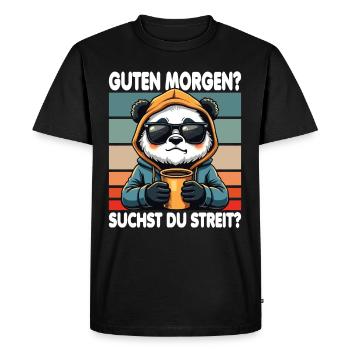 Bonjour? Vous cherchez un combat ? Grognement matinal - T-shirt Premium bio Homme - noir - Devant - Nico (187cm)