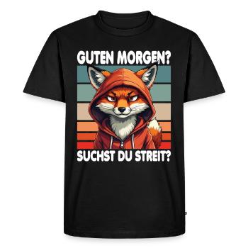 Bonjour? Vous cherchez un combat ? Grognement matinal - T-shirt Premium bio Homme - noir - Devant - Nico (187cm)