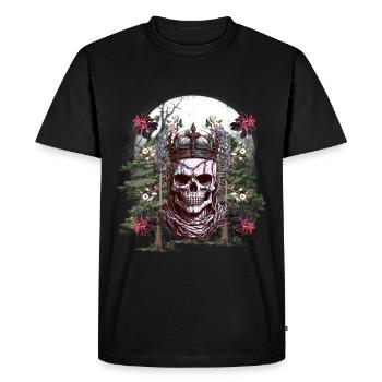 Halloween Skull Mystical Skeleton King Flowers - Men's Premium Organic T-Shirt - black - Front - Nico (187cm)
