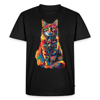 Orange Cat Tabby Cat Popart - Men's Premium Organic T-Shirt - black - Front - Nico (187cm)