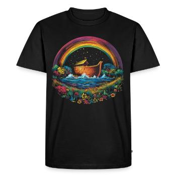 Noah's Ark Christian Rainbow Pop Art - Men's Premium Organic T-Shirt - black - Front - Nico (187cm)