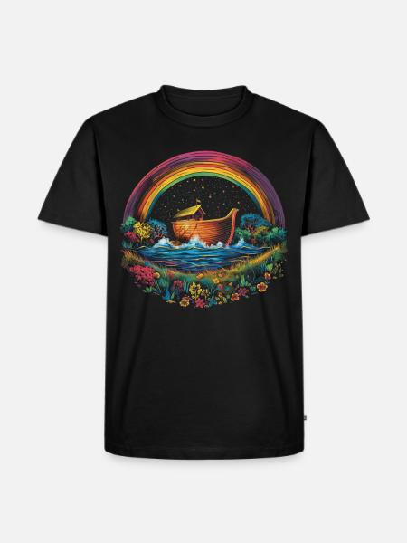 Arche Noah Christlicher Regenbogen Popart - Männer Premium Bio T-Shirt - Schwarz