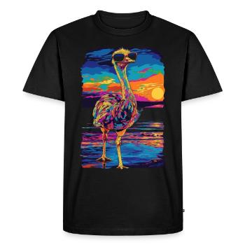 Autruche Animal Lunettes de soleil Plage Popart - T-shirt Premium bio Homme - noir - Devant - Nico (187cm)