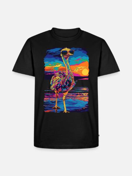 Ostrich Animal Sunglasses Beach Popart - Men's Premium Organic T-Shirt - black