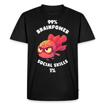 99% Brainpower 1% Social skills Funny Brain - Men's Premium Organic T-Shirt - black - Front - Nico (187cm)