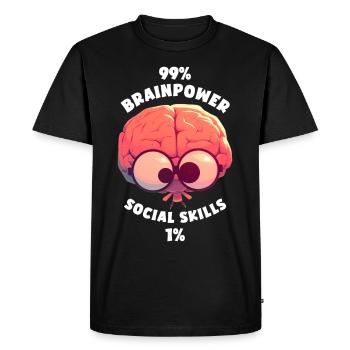 99% Brainpower 1% Social skills Brain Funny - Men's Premium Organic T-Shirt - black - Front - Nico (187cm)