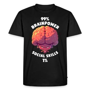 99% Brainpower 1% Social skills Cartoon Brain - Men's Premium Organic T-Shirt - black - Front - Nico (187cm)