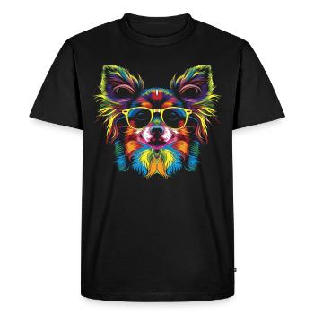 Papillon Chien Lunettes de Soleil Popart - T-shirt Premium bio Homme - noir - Devant - Nico (187cm)