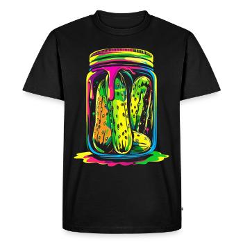 Cucumber Dill Jar Popart - Men's Premium Organic T-Shirt - black - Front - Nico (187cm)
