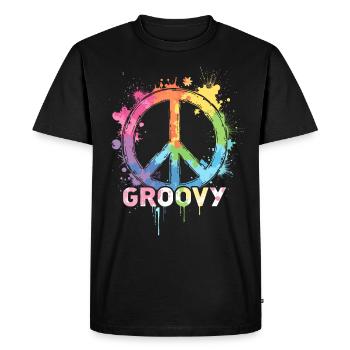 Groovy Hippie 70s 1970s 60s Party - Men's Premium Organic T-Shirt - black - Front - Nico (187cm)
