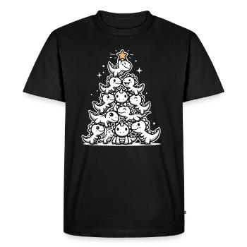 Dino Christmas Tree Dinosaur Christmas - Men's Premium Organic T-Shirt - black - Front - Nico (187cm)