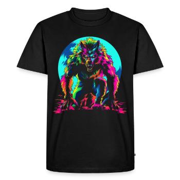 Werewolf Wolf Moon Popart - Men's Premium Organic T-Shirt - black - Front - Nico (187cm)