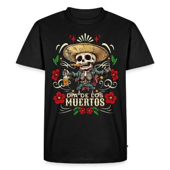 Dia De Los Muertos Skull Skull Tequilla - Men's Premium Organic T-Shirt - black - Front - Nico (187cm)