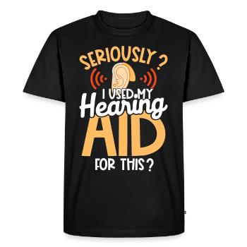 Sensibilisation à la fierté des sourds Langue des signes ASL - T-shirt Premium bio Homme - noir - Devant - Nico (187cm)