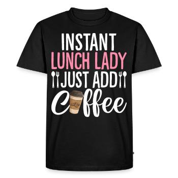 Cafétéria Employé Déjeuner Dame Déjeuner Instantané Dame - T-shirt Premium bio Homme - noir - Devant - Nico (187cm)
