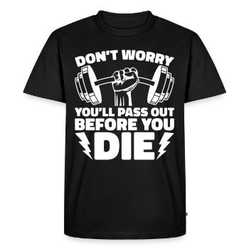 Entraîneur de fitness Haltérophilie GYM Musculation - T-shirt Premium bio Homme - noir - Devant - Nico (187cm)