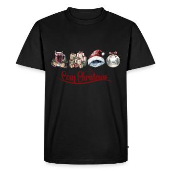 Cosy Christmas Holiday Festive Gifts - Men's Premium Organic T-Shirt - black - Front - Nico (187cm)