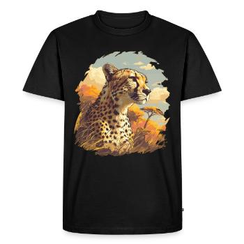 Cheetah Geparde Gepard - Men's Premium Organic T-Shirt - black - Front - Nico (187cm)