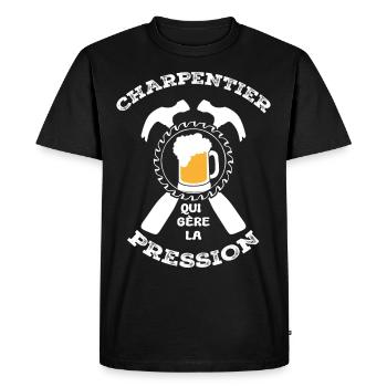 carpenter t-shirt carpenter that handles pressure - Men's Premium Organic T-Shirt - black - Front - Nico (187cm)