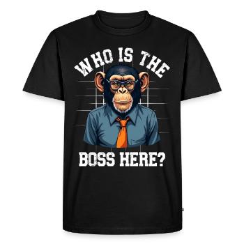 Who Is The B Here? Funny Monkey Office Humor - Men's Premium Organic T-Shirt - black - Front - Nico (187cm)