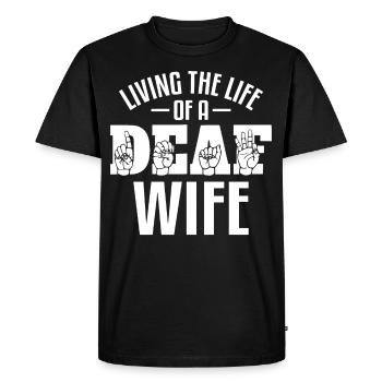 Fierté des sourds Langue des signes ASL - T-shirt Premium bio Homme - noir - Devant - Nico (187cm)