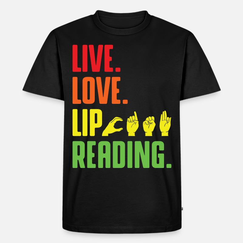 Deaf Pride ASL Gebärdensprache - Männer Premium Bio T-Shirt - Schwarz