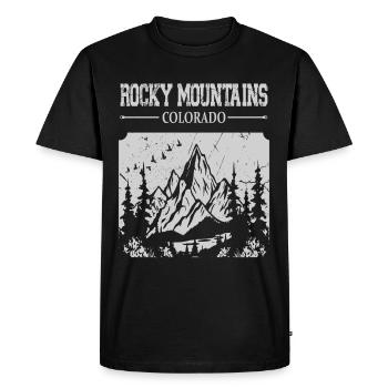 Montagnes Colorado Nature Randonnée Design - T-shirt Premium bio Homme - noir - Devant - Nico (187cm)