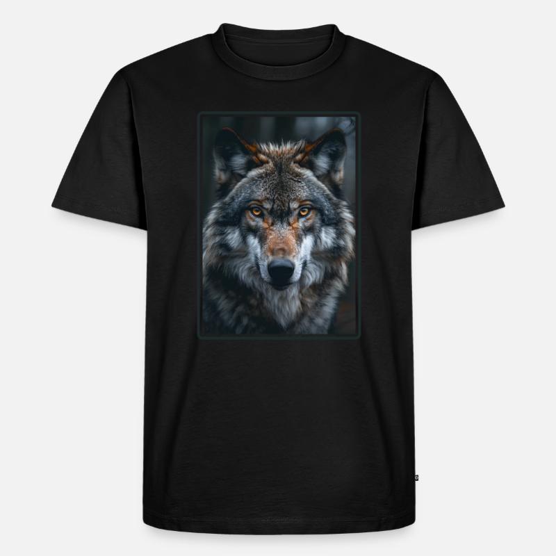 Wölfe Wolf - Männer Premium Bio T-Shirt - Schwarz