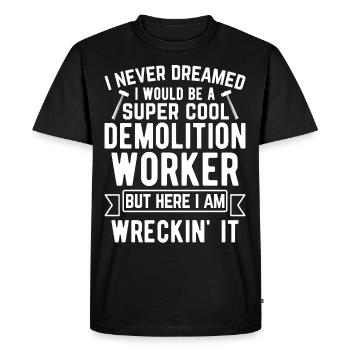 Drôle de maison démolition jour démolition démolition épave - T-shirt Premium bio Homme - noir - Devant - Nico (187cm)
