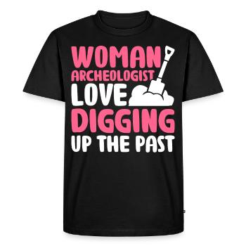 Mme Archéologue Amour Fouiller le Passé - T-shirt Premium bio Homme - noir - Devant - Nico (187cm)