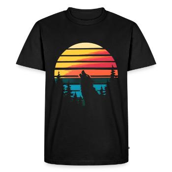 Vintage sunset wolf howl - Men's Premium Organic T-Shirt - black - Front - Nico (187cm)