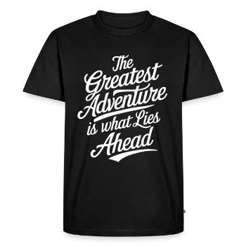 La plus grande aventure est ce qui nous attend - T-shirt Premium bio Homme - noir - Devant - Nico (187cm)