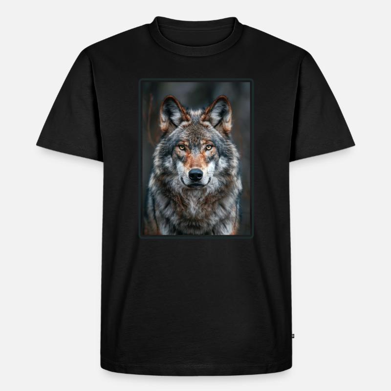 Wölfe Wolf - Männer Premium Bio T-Shirt - Schwarz