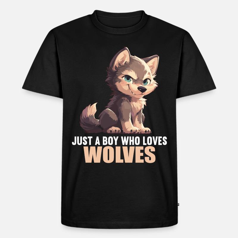 Wölfe Wolf - Männer Premium Bio T-Shirt - Schwarz