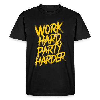 Work hard party harder - Men's Premium Organic T-Shirt - black - Front - Nico (187cm)