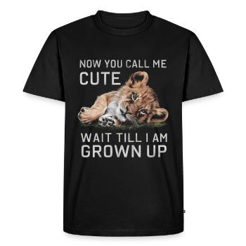 Lionceau Tu me trouves mignon, attends que je sois grand - T-shirt Premium bio Homme - noir - Devant - Nico (187cm)