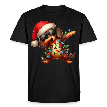 Polka Dot Dachshund Sunglasses Cute Christmas - Men's Premium Organic T-Shirt - black - Front - Nico (187cm)