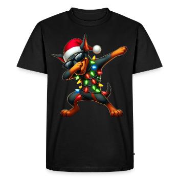 Polka Dot Doberman Dog Sunglasses Cute Weih - Men's Premium Organic T-Shirt - black - Front - Nico (187cm)