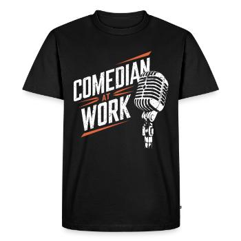 Comédien au travail Micro Comédie debout - T-shirt Premium bio Homme - noir - Devant - Nico (187cm)