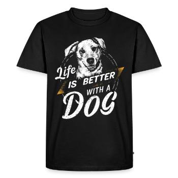 La vie est meilleure avec un chien / Amoureux des chiens - T-shirt Premium bio Homme - noir - Devant - Nico (187cm)