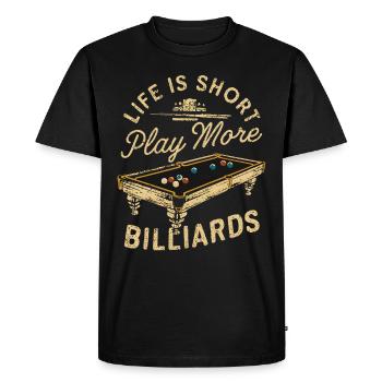 La vie est courte, jouer plus de billard - T-shirt Premium bio Homme - noir - Devant - Nico (187cm)
