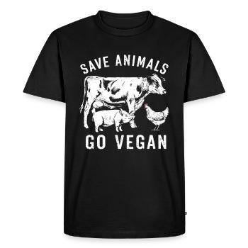 Sauvez les animaux : devenez végétalien avec des animaux - T-shirt Premium bio Homme - noir - Devant - Nico (187cm)